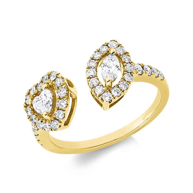 Ring    aus 750/-18 Karat Gelbgold / Weißgold mit 38 Diamanten 0