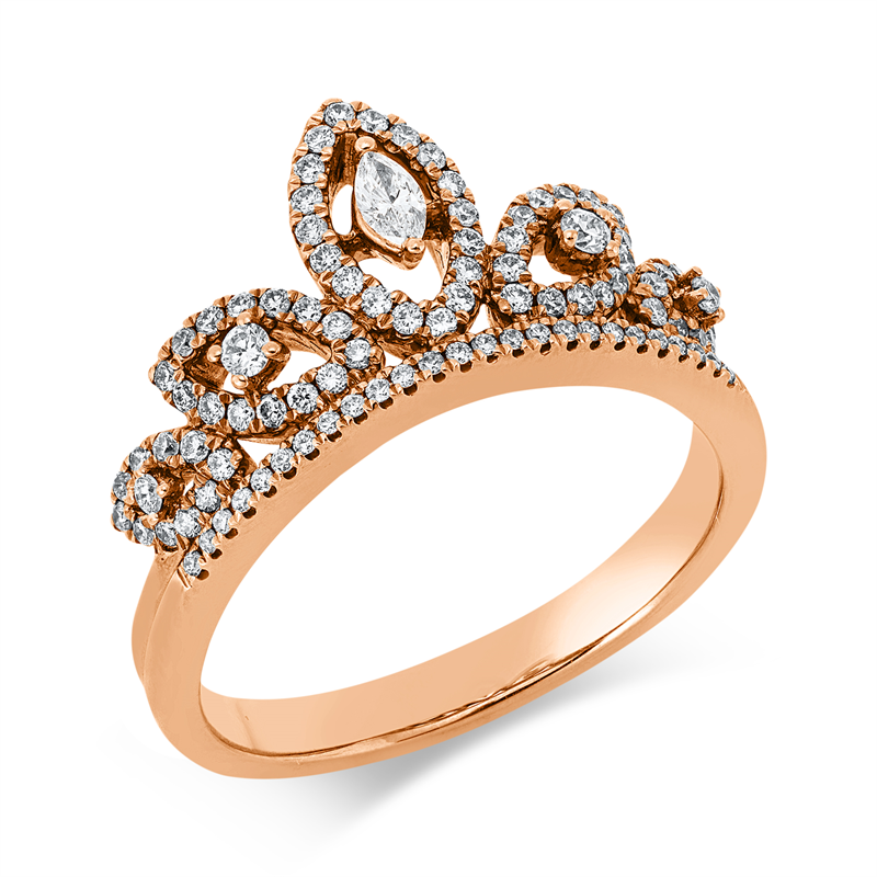 Ring    aus 750/-18 Karat Rotgold mit 96 Diamanten 0