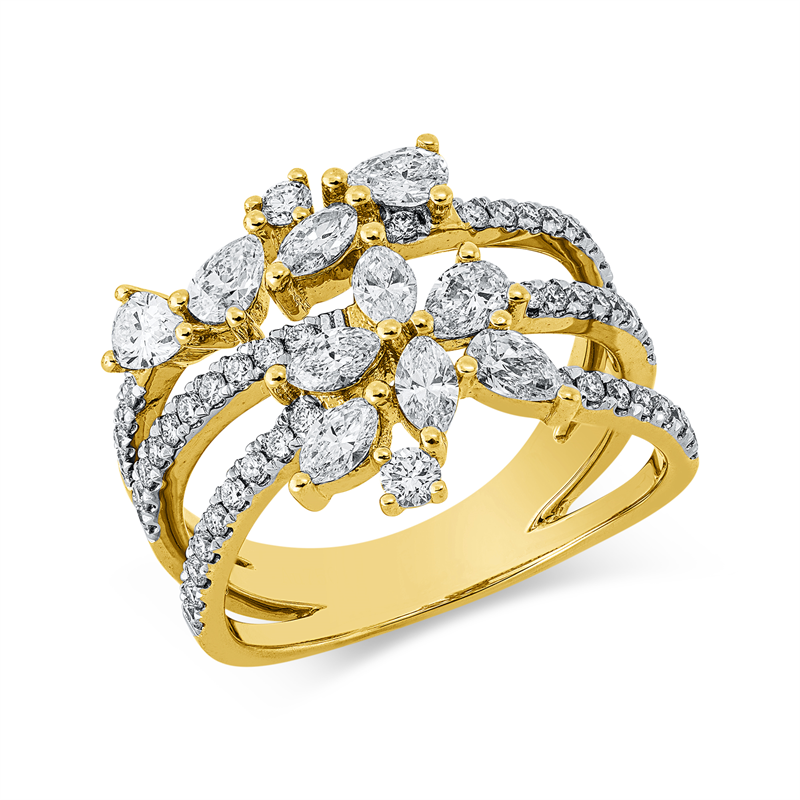 Ring    aus 750/-18 Karat Gelbgold / Weißgold mit 60 Diamanten 1