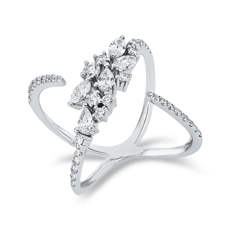 Ring    aus 750/-18 Karat Weißgold mit 42 Diamanten 0