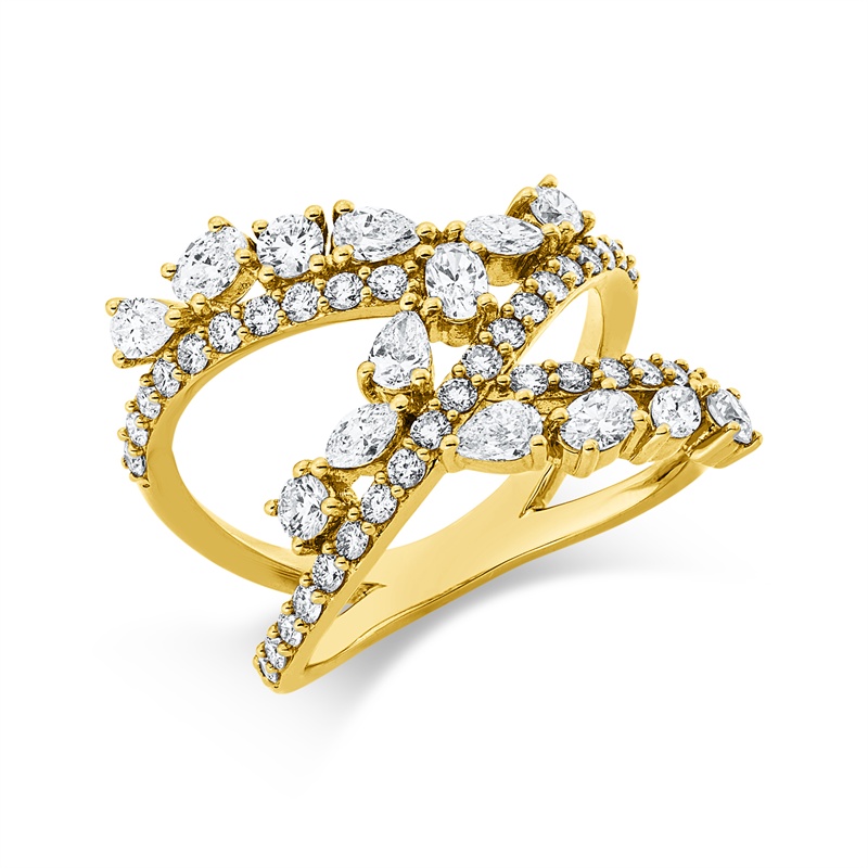 Ring    aus 750/-18 Karat Gelbgold mit 51 Diamanten 1