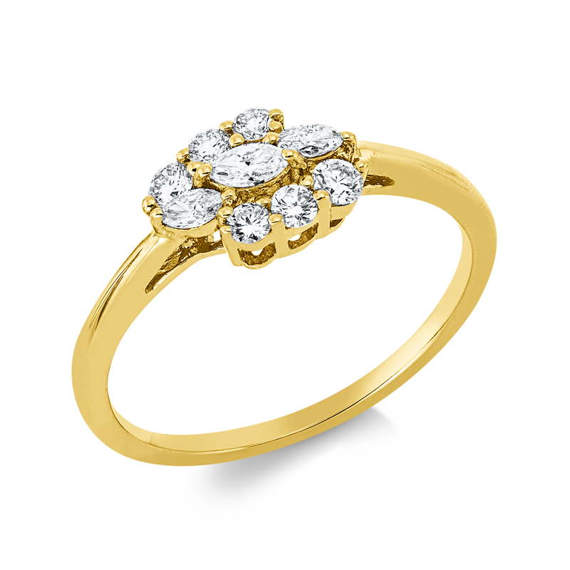Ring    aus 750/-18 Karat Gelbgold mit 9 Diamanten 0
