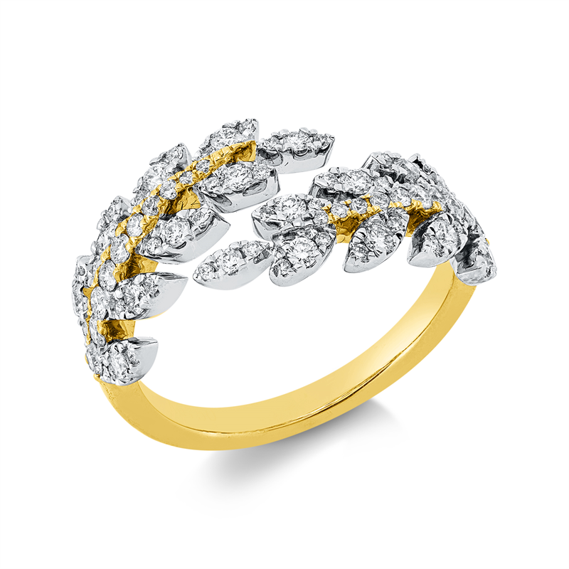 Ring    aus 750/-18 Karat Gelbgold / Weißgold mit 74 Diamanten 0