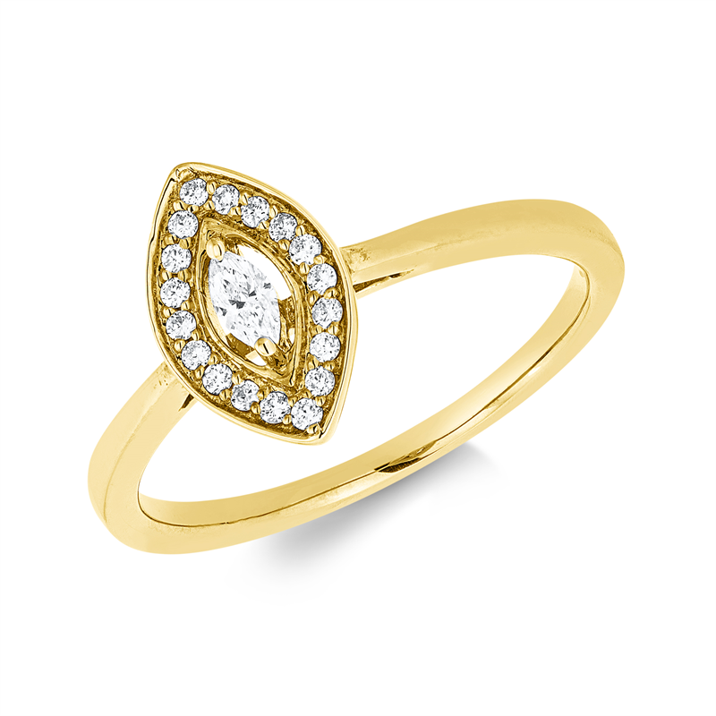 Ring    aus 750/-18 Karat Gelbgold mit 19 Diamanten 0