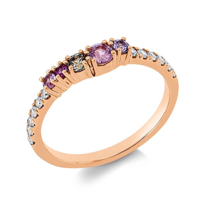 Ring mit Saphir  aus 750/-18 Karat Rotgold mit 12 Diamanten 0