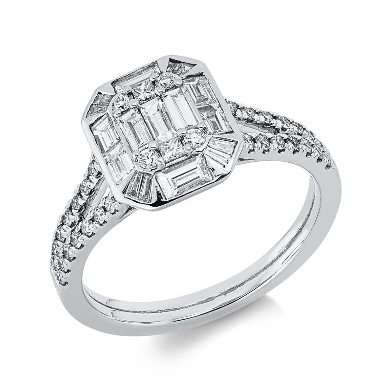 Ring    aus 750/-18 Karat Weißgold mit 55 Diamanten 0