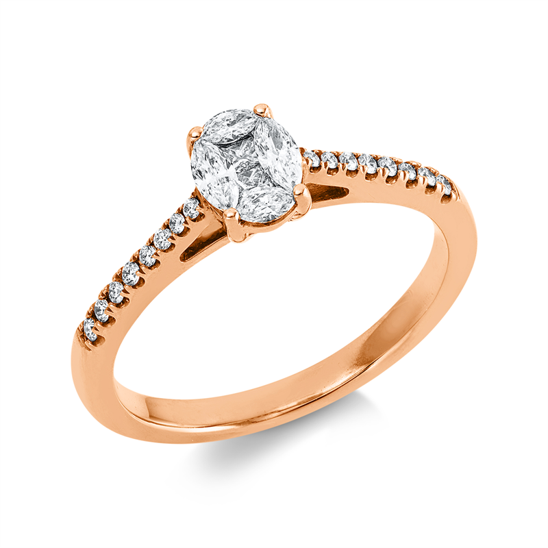 Ring    aus 750/-18 Karat Rotgold mit 22 Diamanten 0