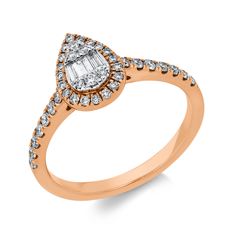 Ring    aus 750/-18 Karat Rotgold mit 42 Diamanten 0