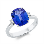Ring mit Tansanit  aus 750/-18 Karat Weißgold mit 2 Diamanten 0