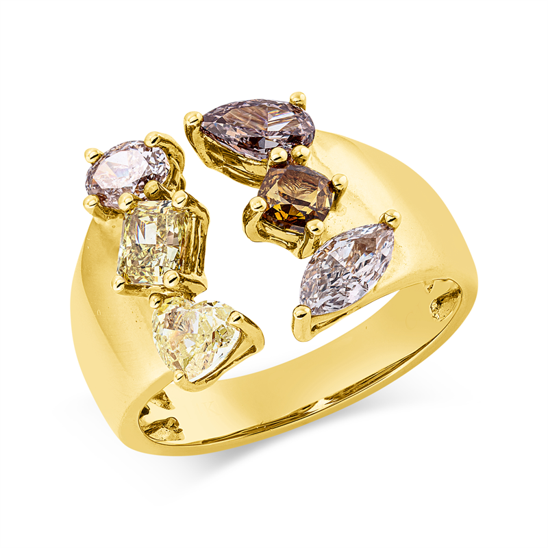 Ring    aus 585/-14 Karat Gelbgold mit 6 Diamanten 1