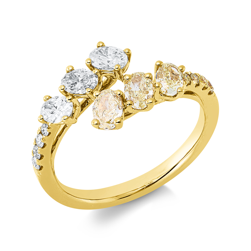 Ring    aus 750/-18 Karat Gelbgold mit 14 Diamanten 1