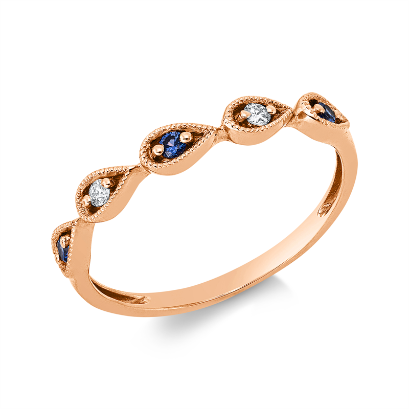 Ring mit Saphir  aus 750/-18 Karat Rotgold mit 2 Diamanten 0