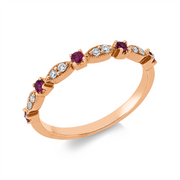 Ring mit Rubin  aus 750/-18 Karat Gelbgold mit 8 Diamanten 0