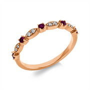 Ring mit Rubin  aus 750/-18 Karat Rotgold mit 8 Diamanten 0