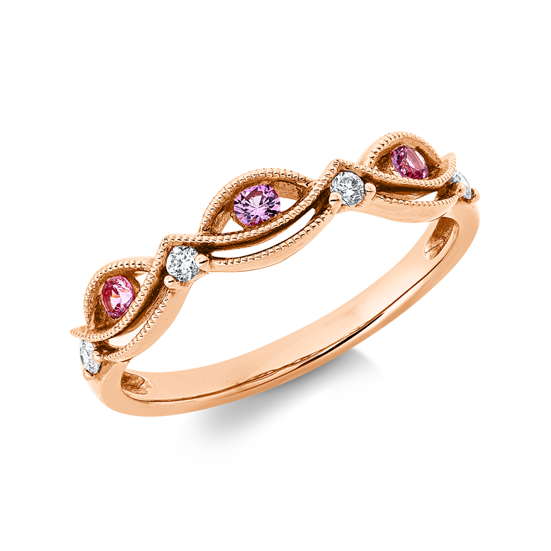 Ring mit Saphir  aus 750/-18 Karat Rotgold mit 4 Diamanten 0
