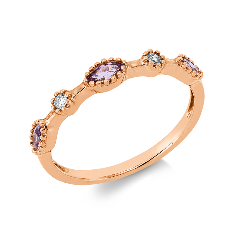 Ring mit Saphir  aus 750/-18 Karat Rotgold mit 2 Diamanten 0