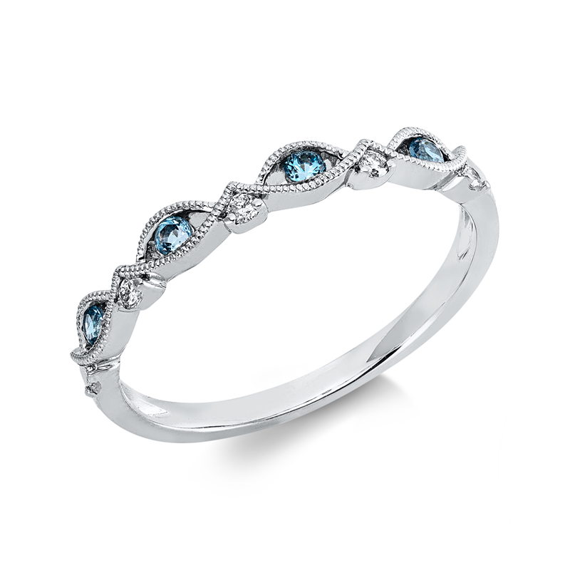 Ring mit Topas  aus 750/-18 Karat Weißgold mit 5 Diamanten 0