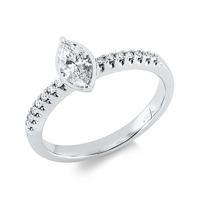 Ring    aus 585/-14 Karat Weißgold mit 15 Diamanten 0