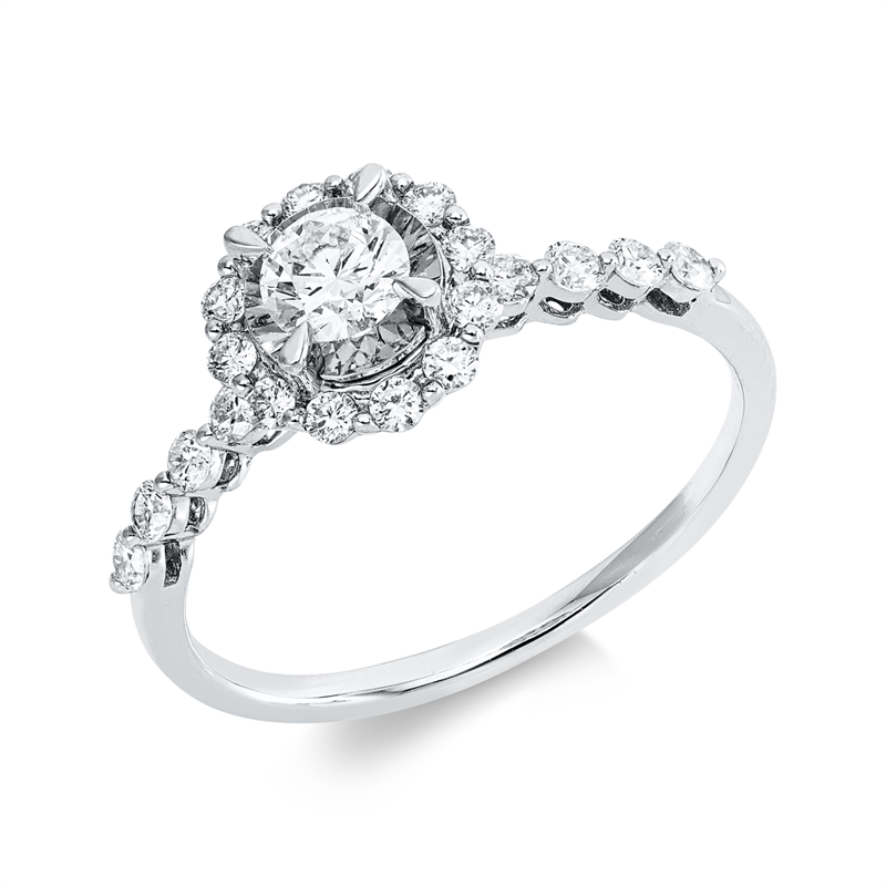 Ring    aus 750/-18 Karat Weißgold mit 21 Diamanten 0