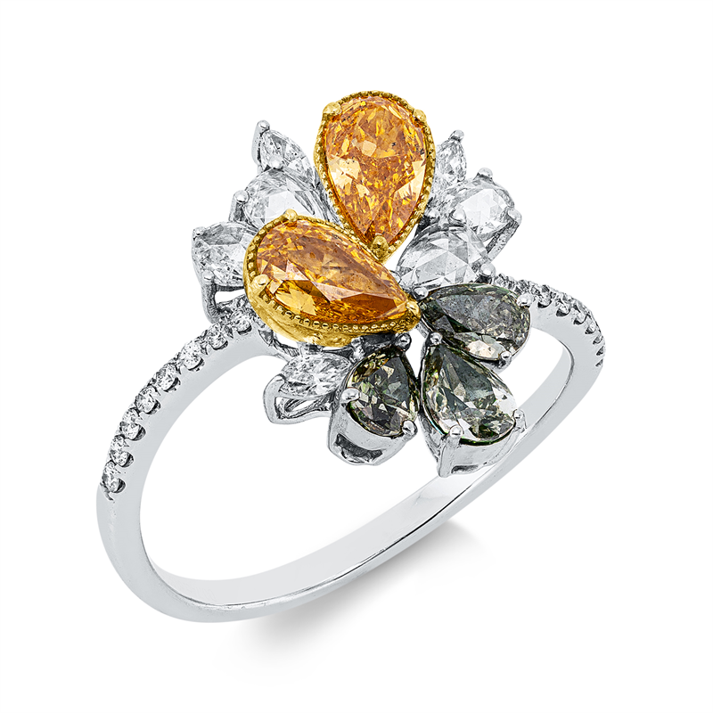 Ring    aus 750/-18 Karat Weißgold / Gelbgold mit 29 Diamanten 1