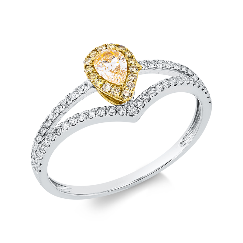 Ring    aus 750/-18 Karat Weißgold / Gelbgold mit 68 Diamanten 0