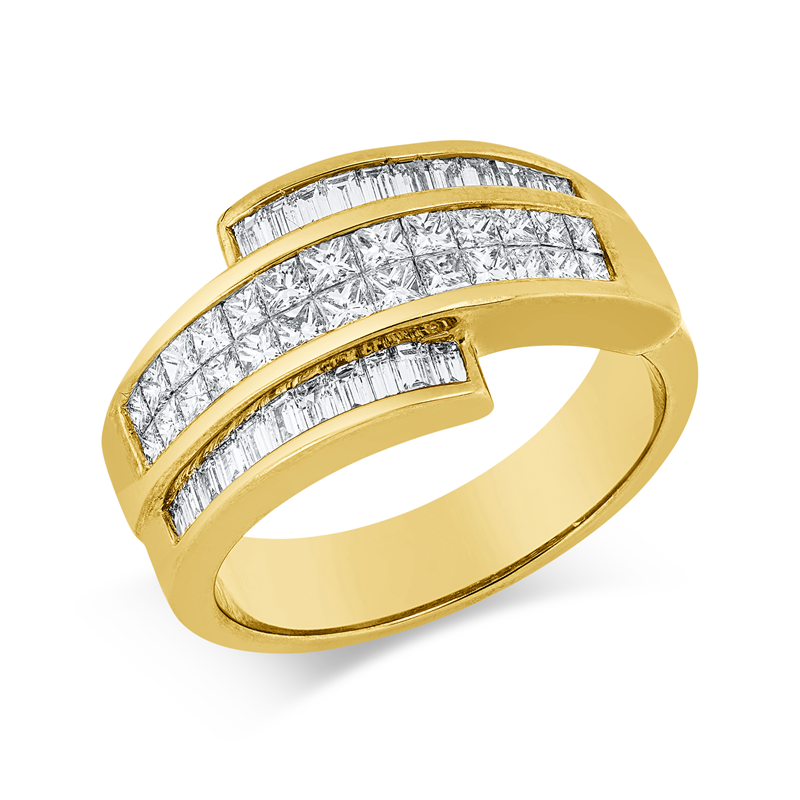 Ring    aus 750/-18 Karat Gelbgold mit 50 Diamanten 1 ct