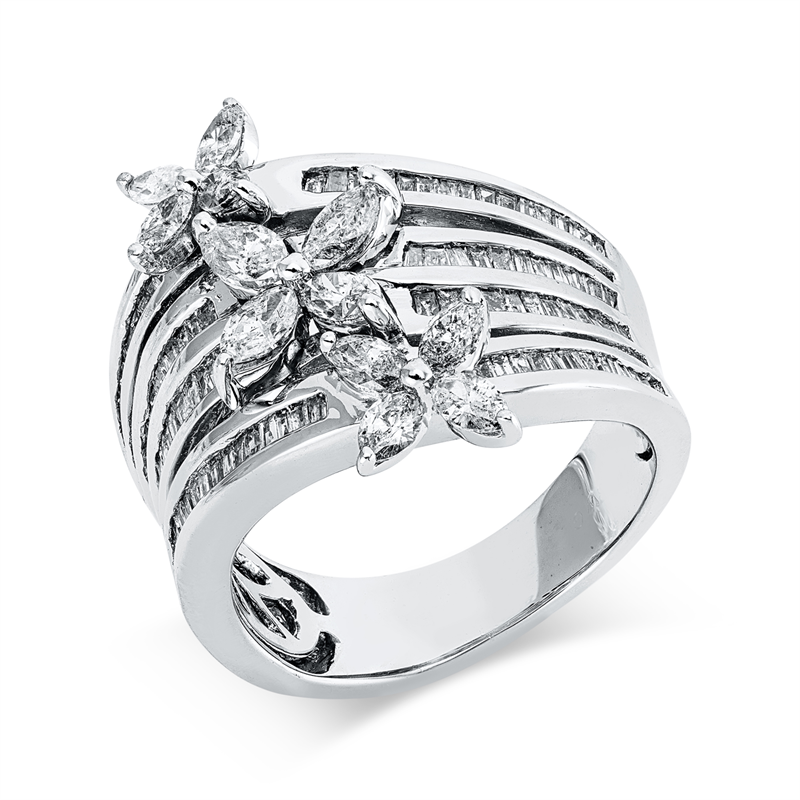 Ring    aus 750/-18 Karat Weißgold mit 119 Diamanten 2 ct