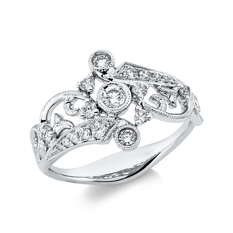 Ring    aus 750/-18 Karat Weißgold mit 19 Diamanten 0