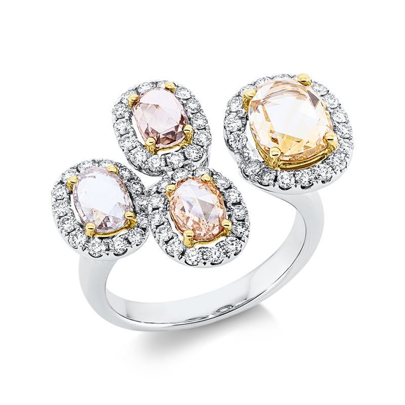 Ring    aus 750/-18 Karat Weißgold / Gelbgold mit 65 Diamanten 2