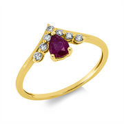 Ring mit Rubin  aus 750/-18 Karat Gelbgold mit 7 Diamanten 0
