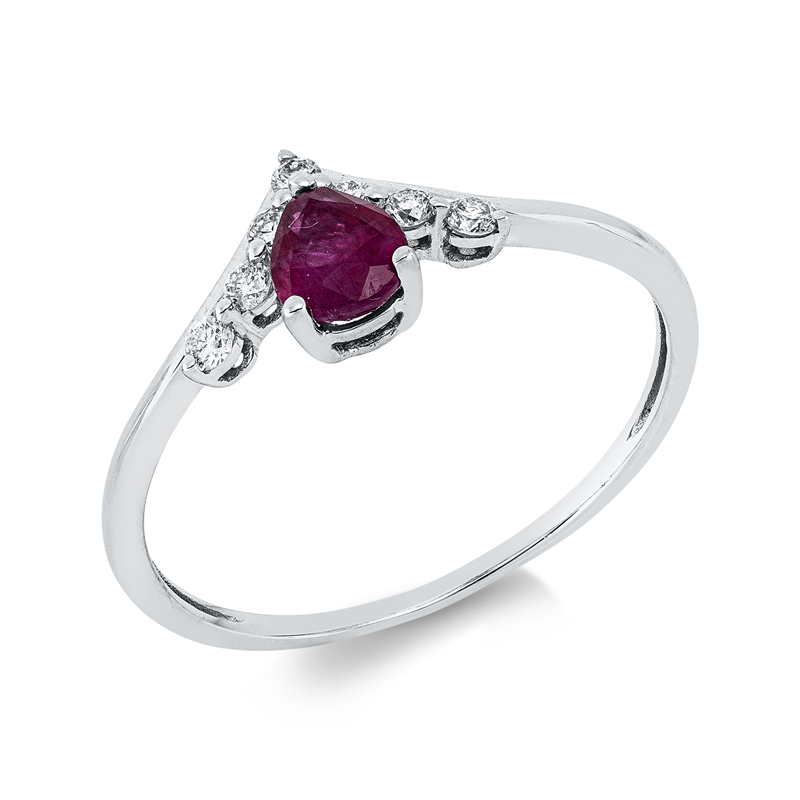 Ring mit Rubin  aus 750/-18 Karat Weißgold mit 7 Diamanten 0