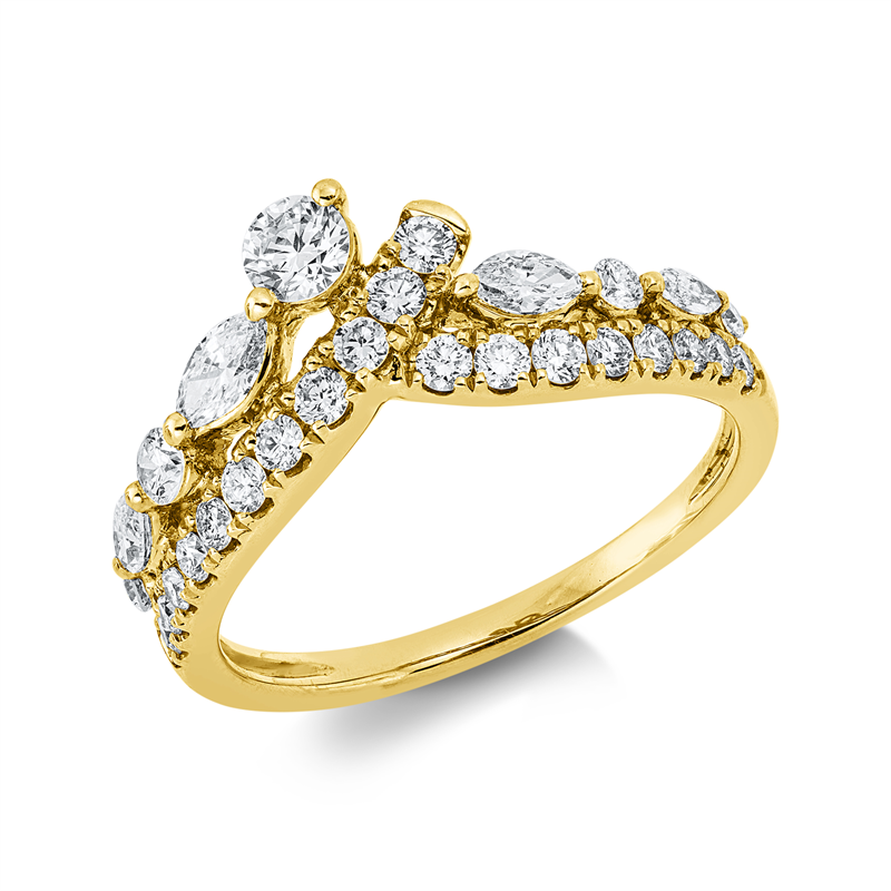 Ring    aus 750/-18 Karat Gelbgold mit 28 Diamanten 0