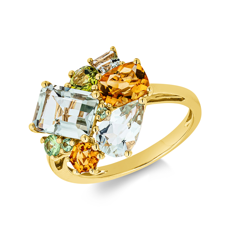 Ring mit Granat  aus 750/-18 Karat Gelbgold  