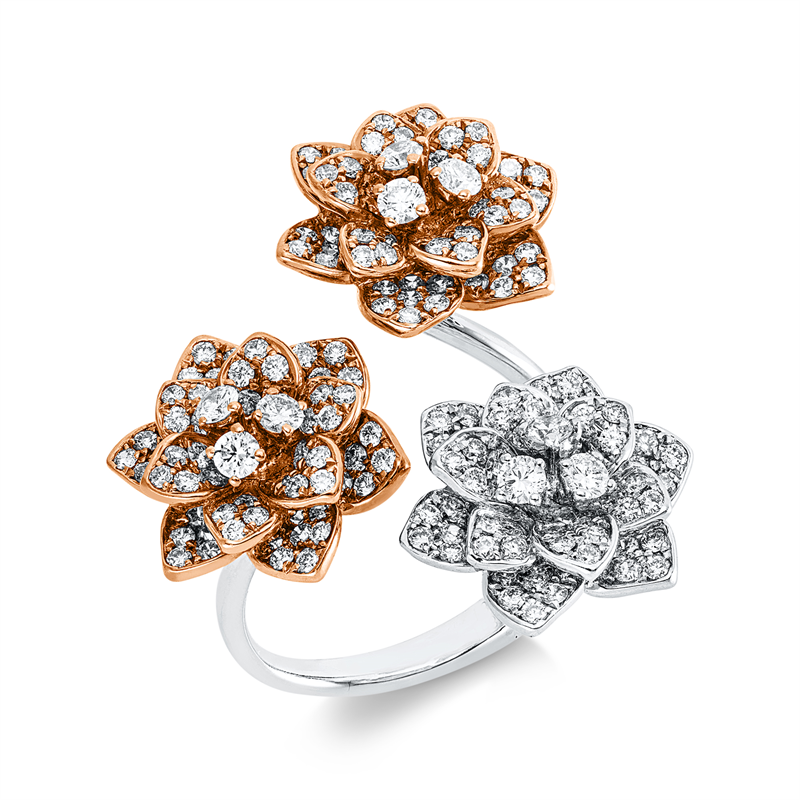 Ring    aus 750/-18 Karat Weißgold / Gelbgold / Rotgold mit 204 Diamanten 1
