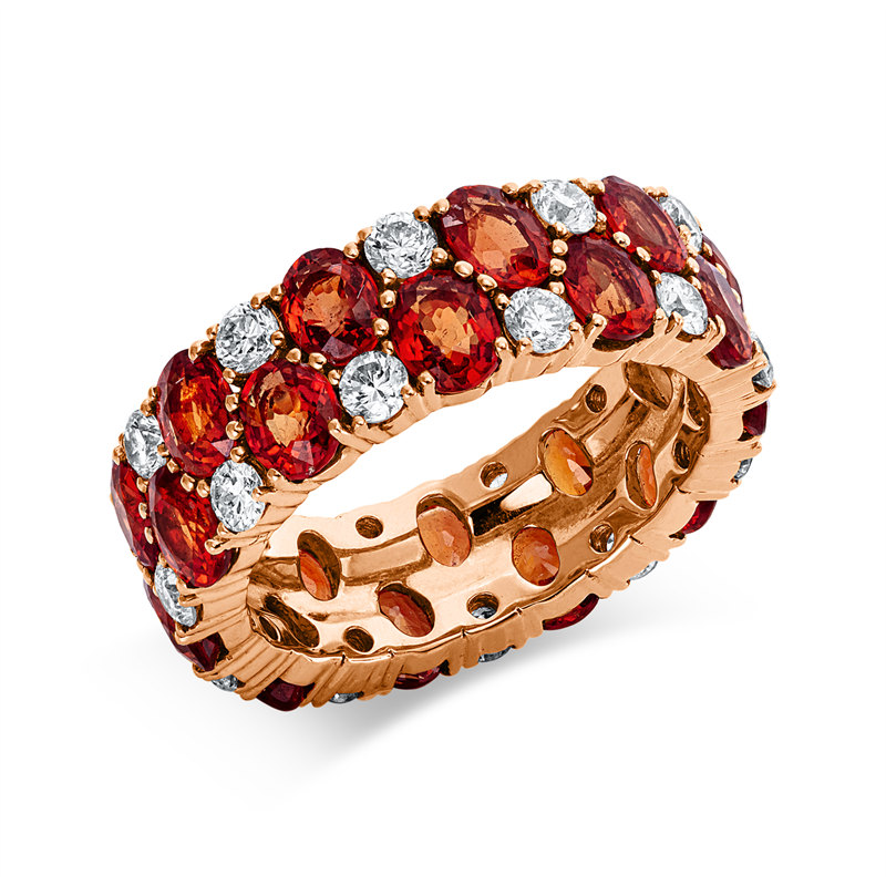Ring mit Saphir  aus 750/-18 Karat Rotgold mit 22 Diamanten 1