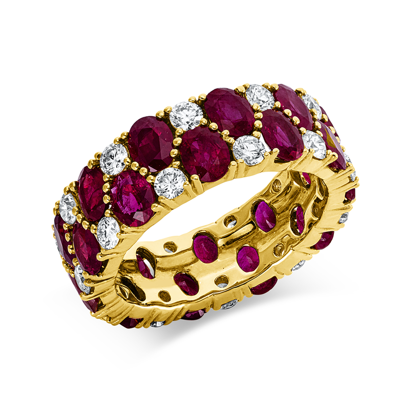 Ring mit Rubin  aus 750/-18 Karat Gelbgold mit 22 Diamanten 1