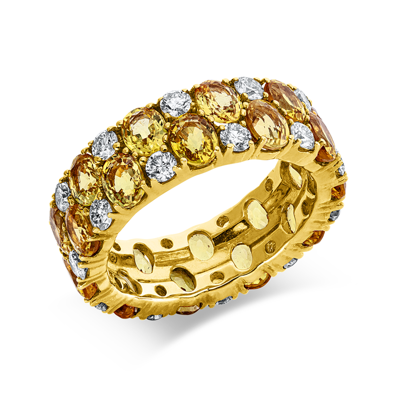 Ring mit Saphir  aus 750/-18 Karat Gelbgold mit 22 Diamanten 1