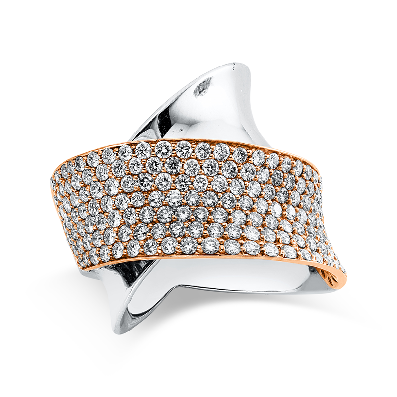 Ring    aus 750/-18 Karat Weißgold / Rotgold mit 165 Diamanten 2
