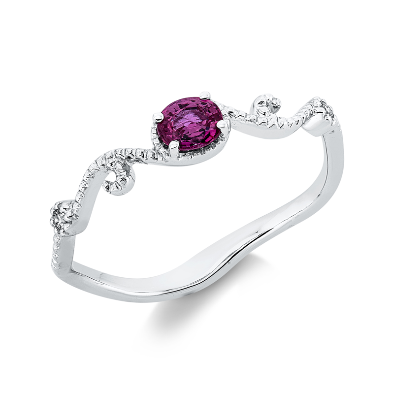 Ring mit Rubin  aus 750/-18 Karat Weißgold mit 2 Diamanten 0