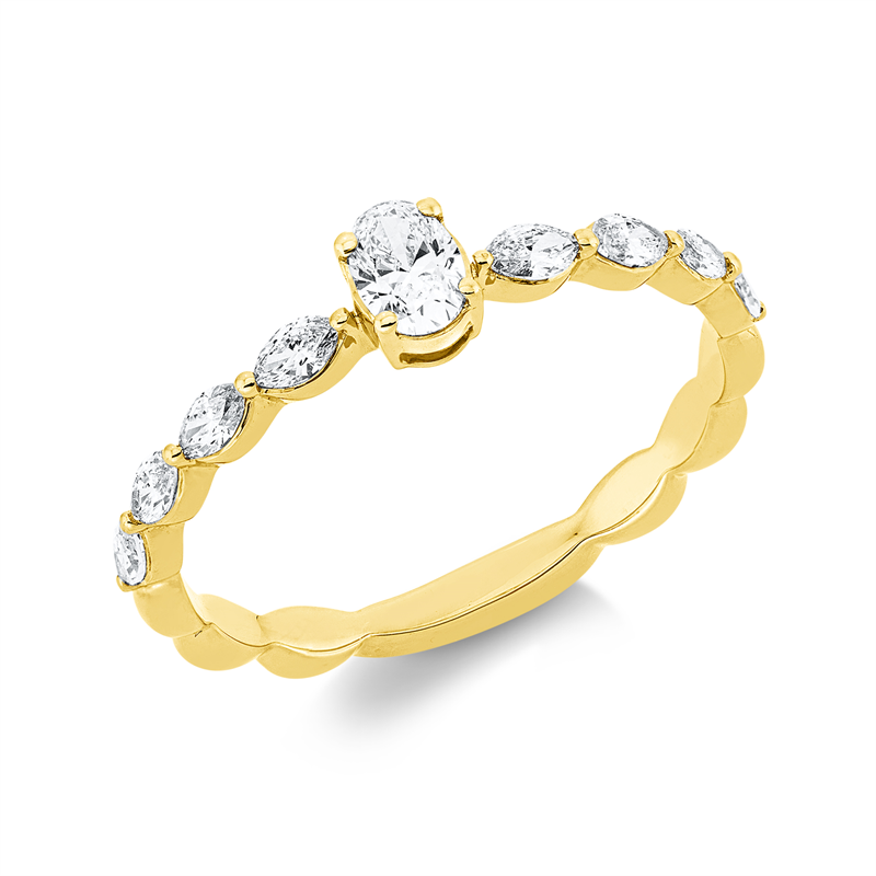 Ring    aus 750/-18 Karat Gelbgold mit 9 Diamanten 0