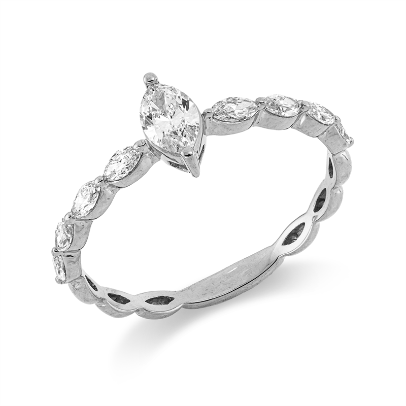 Ring    aus 750/-18 Karat Weißgold mit 9 Diamanten 0