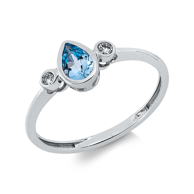 Ring mit Topas  aus 750/-18 Karat Weißgold mit 2 Diamanten 0