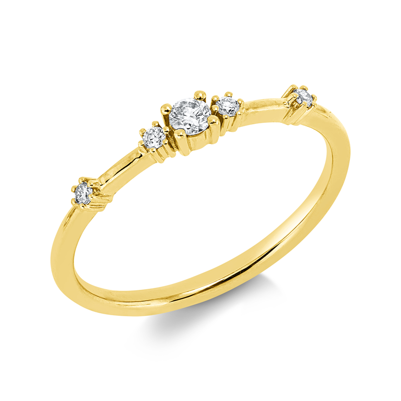 Ring    aus 750/-18 Karat Gelbgold mit 5 Diamanten 0