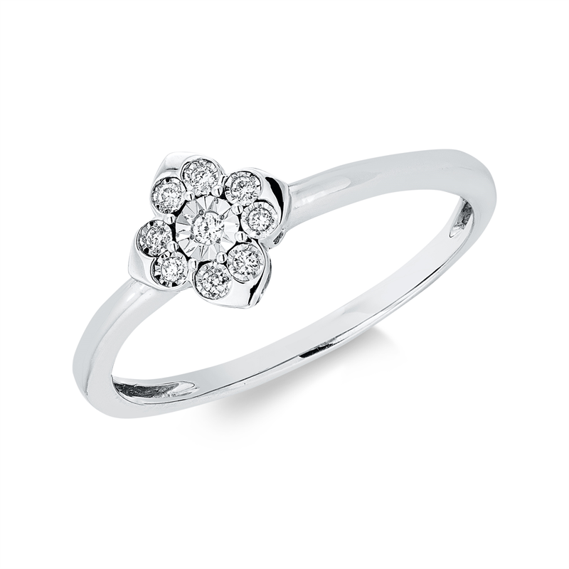 Ring    aus 750/-18 Karat Weißgold mit 9 Diamanten 0