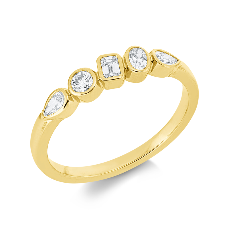Ring    aus 750/-18 Karat Gelbgold mit 5 Diamanten 0