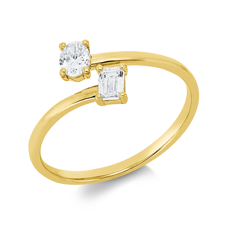 Ring    aus 750/-18 Karat Gelbgold mit 2 Diamanten 0