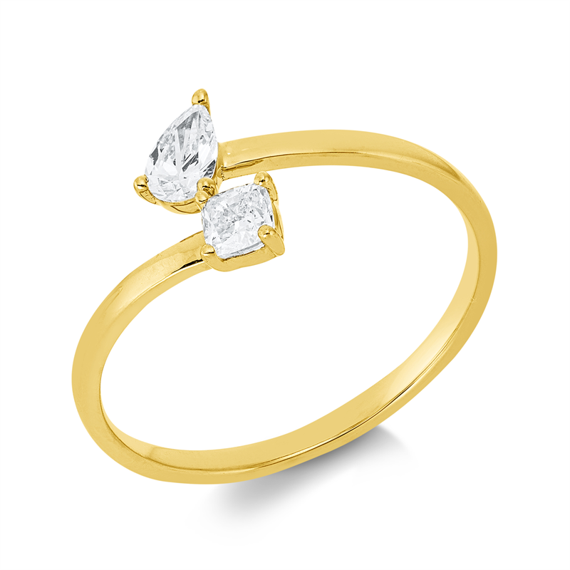 Ring    aus 750/-18 Karat Gelbgold mit 2 Diamanten 0