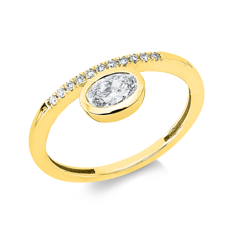 Ring    aus 585/-14 Karat Gelbgold mit 12 Diamanten 0