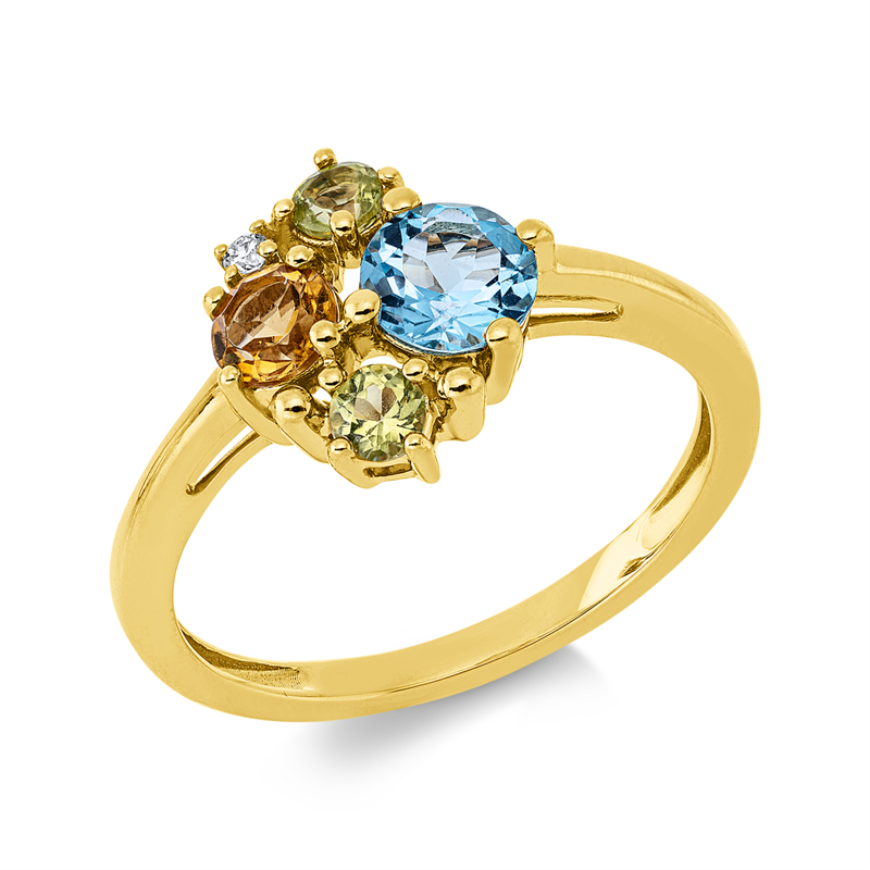 Ring mit Topas  aus 750/-18 Karat Gelbgold mit 1 Diamant 0