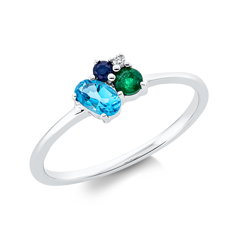 Ring mit Topas  aus 750/-18 Karat Weißgold mit 1 Diamant 0